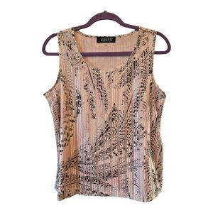 KASPER WOMENS SLEEVELESS TOP PETITE LARGE PINK BLACK PRINT SHIMMER TEXTURED KNIT